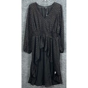 Torrid Size 00 Chiffon Rainbow Clip Dot High Low Top Smocked Waist